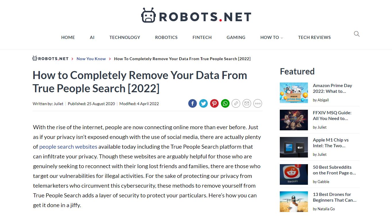 How to Remove Your Data from True People Search [2020] | Robots.net